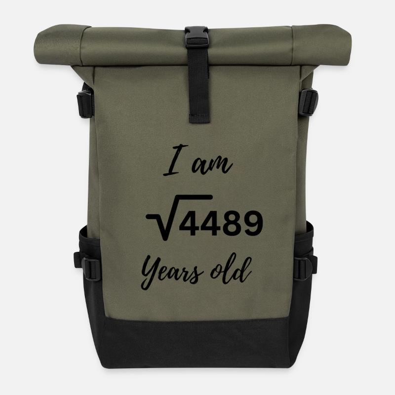 √4489 = 67 – Clever älter werden! - Rolltop Rucksack - Olive/Schwarz