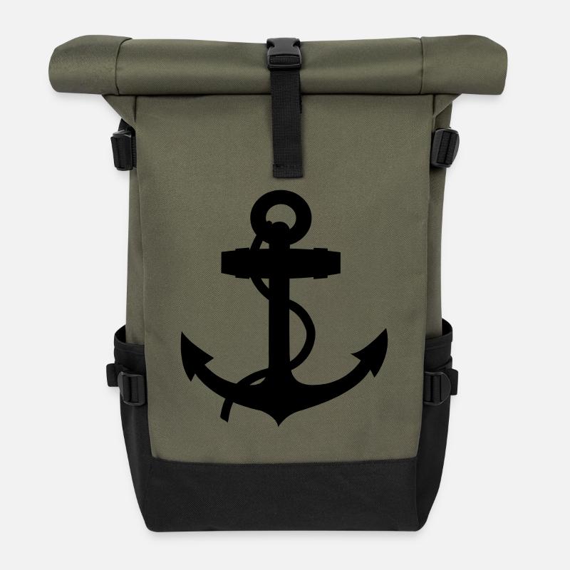 anchor - Roll Top Backpack - olive/black