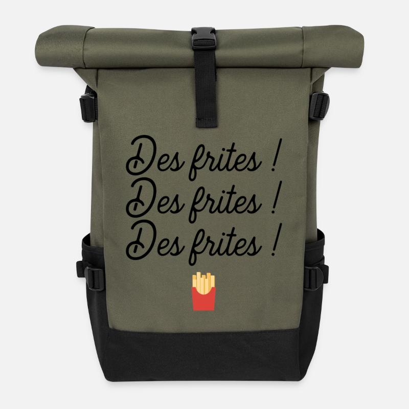 Des frites cadeau - Sac à dos roll top - olive/noir