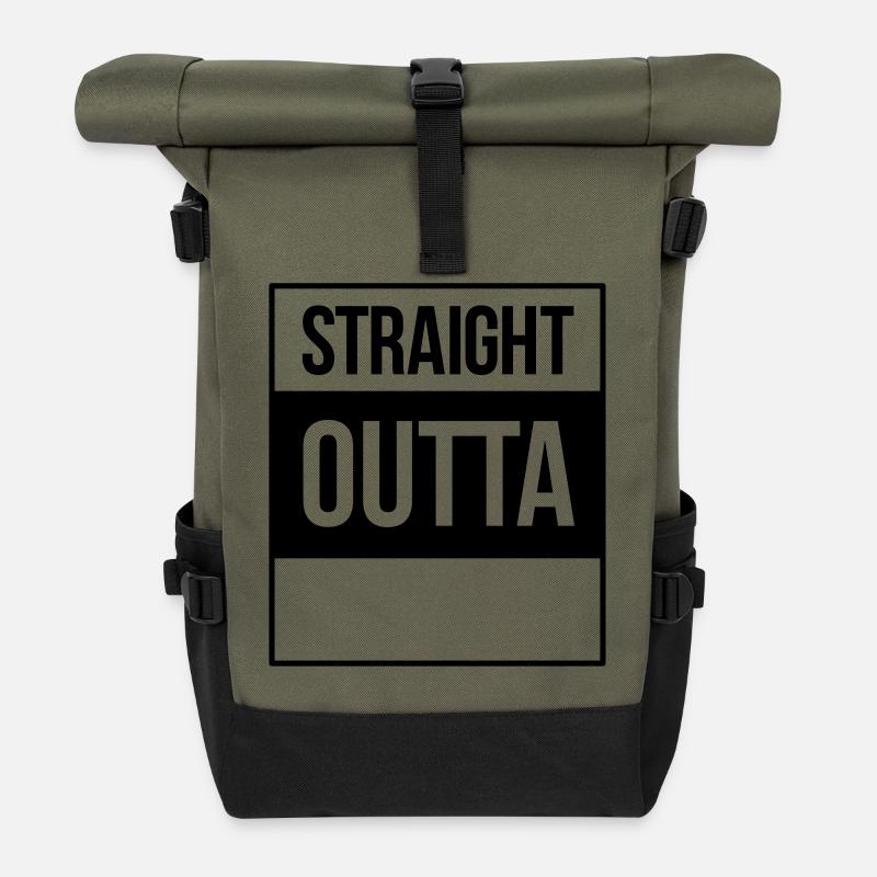 straight outta - Roll Top Backpack - olive/black