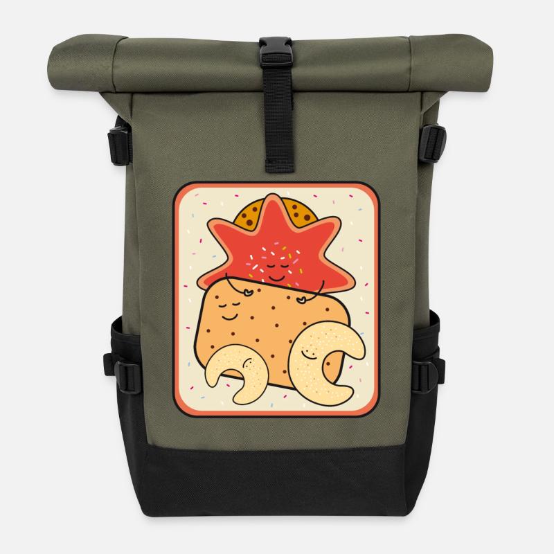 Christmas biscuit box - Roll Top Backpack - olive/black