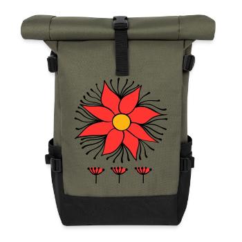 Fantaisie de fleur - Sac à dos roll top - olive/noir - Devant