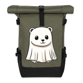 Eisbär Halloween Comic Geist - Rolltop Rucksack - Olive/Schwarz - Vorne