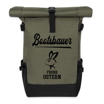 Bootsbauer Ostern Bootsbau Oster Outfit - Rolltop Rucksack - Olive/Schwarz - Vorne
