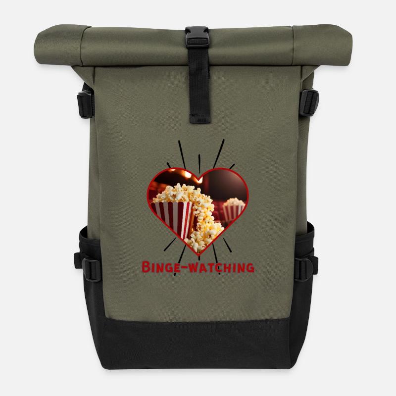 Ich liebe Binge Watching - Rolltop Rucksack - Olive/Schwarz