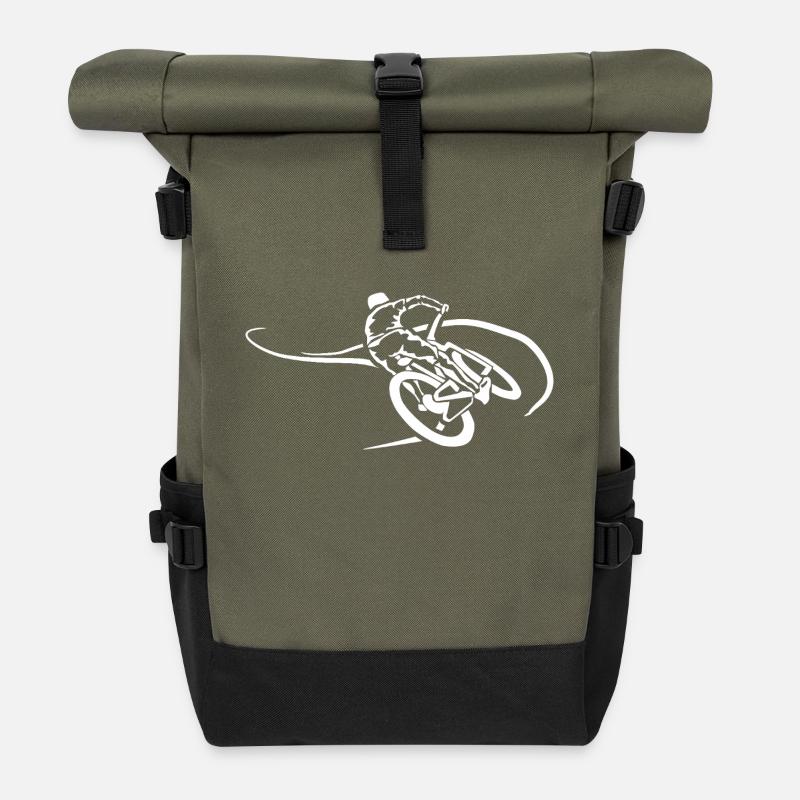 Motiv Mountainbiker Radfahrer Geschenk - Rolltop Rucksack - Olive/Schwarz