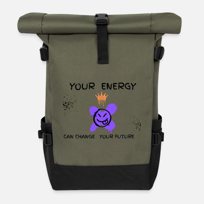 Crown Graffiti Purple - Roll Top Backpack - olive/black