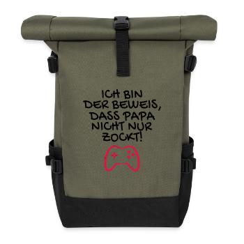 Ich bin der Beweis dass Papa nicht nur zockt - Rolltop Rucksack - Olive/Schwarz - Vorne