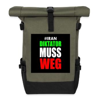 Iran diktator muss weg - Rolltop Rucksack - Olive/Schwarz - Vorne