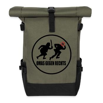 Omas gegen rechts - Rolltop Rucksack - Olive/Schwarz - Vorne