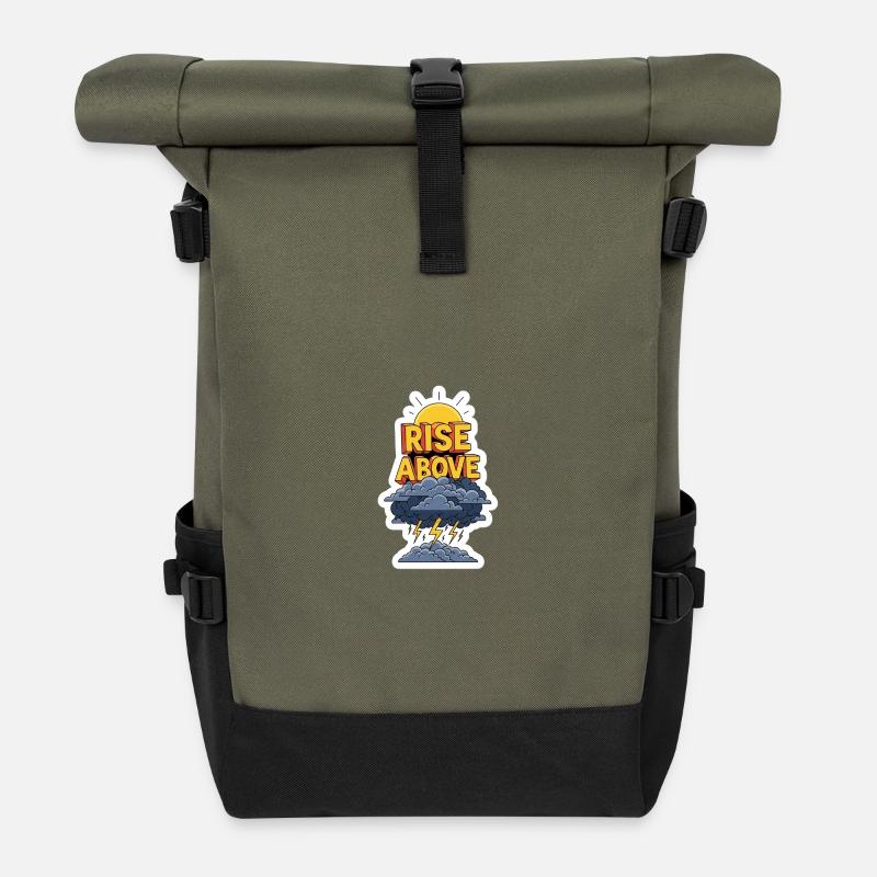 Rise Above Storm Sky - Roll Top Backpack - olive/black