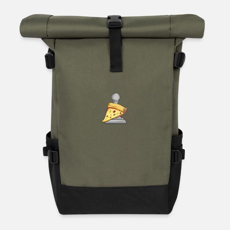 Schach und Pizza - Rolltop Rucksack - Olive/Schwarz