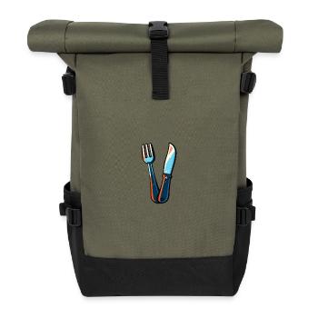 Couteau à couverts fourchette coloré - Sac à dos roll top - olive/noir - Devant