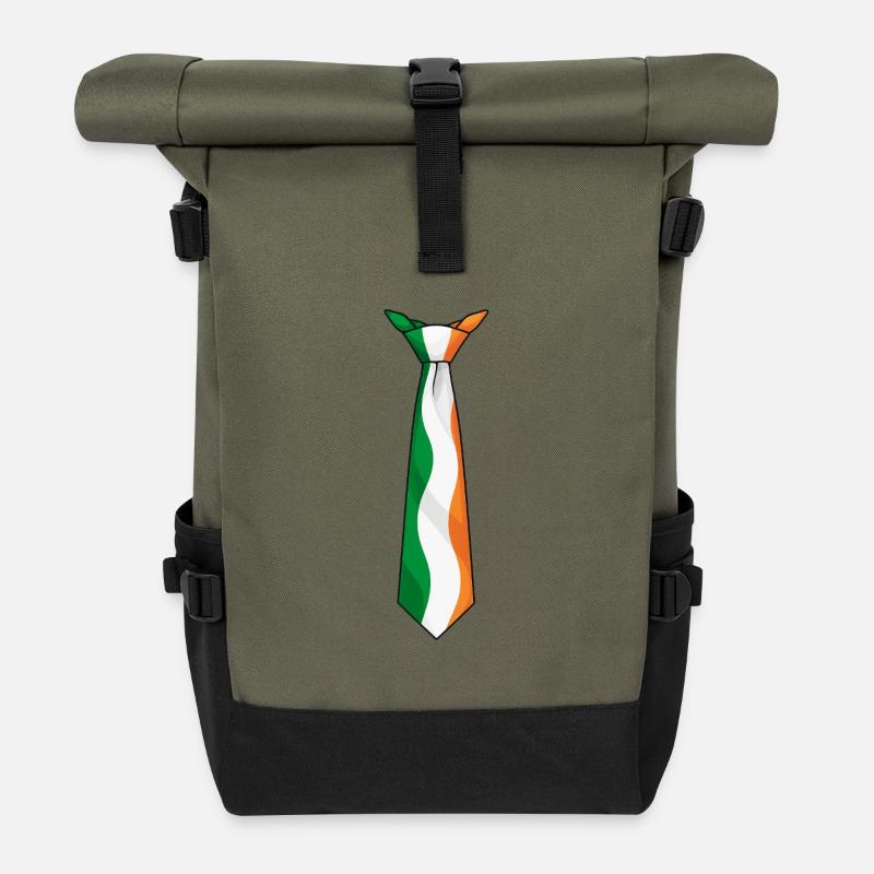 Ireland Tie – Flaggendesign - Rolltop Rucksack - Olive/Schwarz