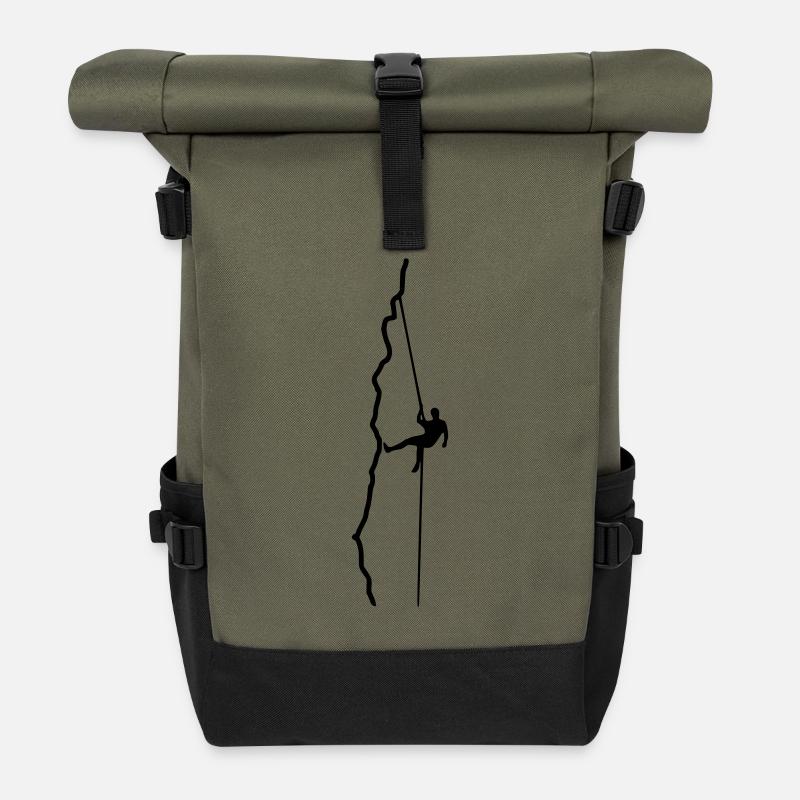 Kletterer beim Abseilen - Rolltop Rucksack - Olive/Schwarz