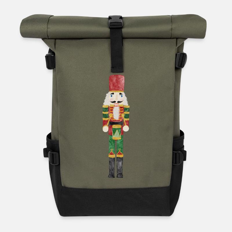 Casse-Noisette Aquarelle - Sac à dos roll top - olive/noir