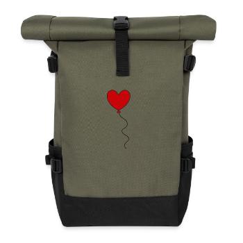 rotes Herz rote Herzen rot Ballon Luftballon - Rolltop Rucksack - Olive/Schwarz - Vorne