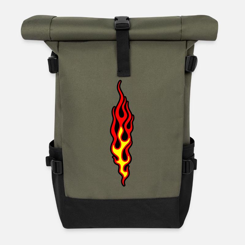 flammen - Roll Top Backpack - olive/black