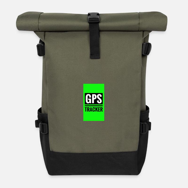 GPS-Tracking-ähnliches Design - Rolltop Rucksack - Olive/Schwarz