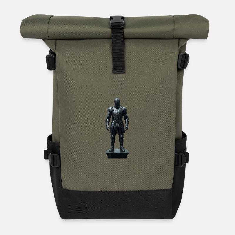 Dark Knight Armor Warrior Silhouette - Roll Top Backpack - olive/black