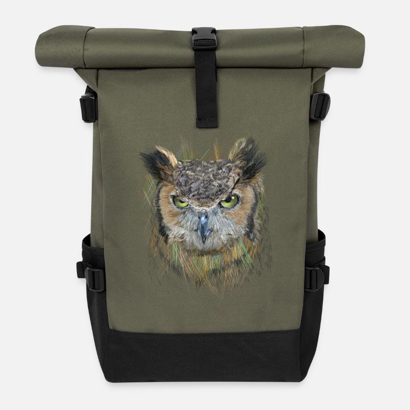 Eule - Rolltop Rucksack - Olive/Schwarz