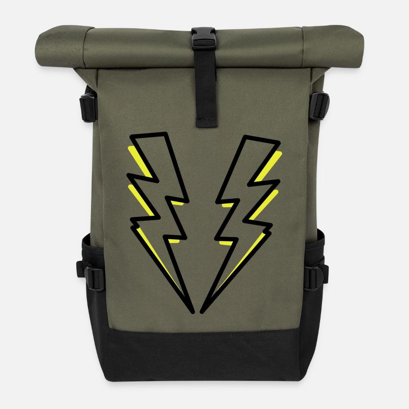 Blitze,Blitz,Blitzer, - Rolltop Rucksack - Olive/Schwarz