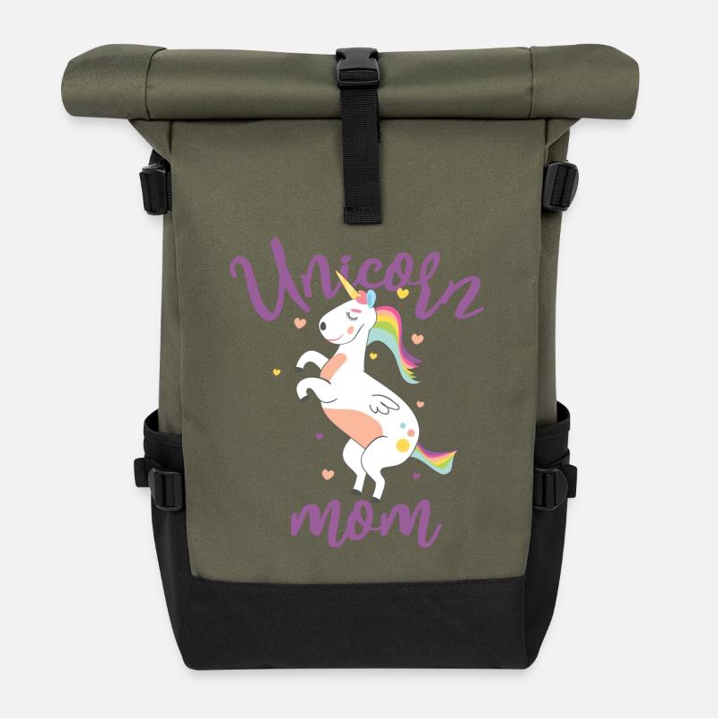 Einhorn Mutter - Mütter sind Unicorn Special - Rolltop Rucksack - Olive/Schwarz