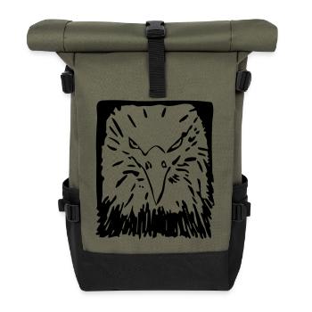 Eagle, bird, king of the skies - Roll Top Backpack - olive/black - Front