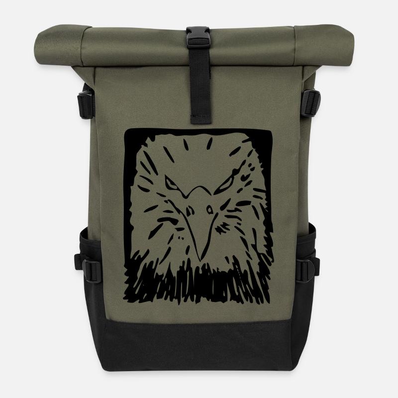 Eagle, bird, king of the skies - Roll Top Backpack - olive/black
