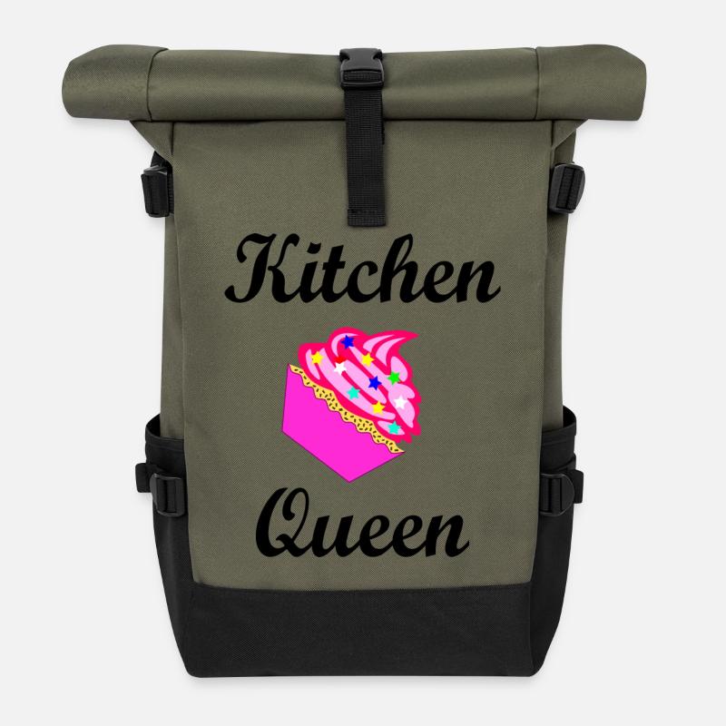 Kitchenqueen - die Back und Küchenkönigin - Rolltop Rucksack - Olive/Schwarz