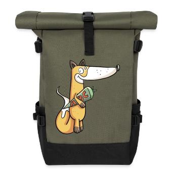 Schoolchild Fuchs I Einschulung Erstklässler - Roll Top Backpack - olive/black - Front
