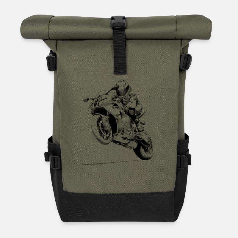 Motorrad - Rolltop Rucksack - Olive/Schwarz
