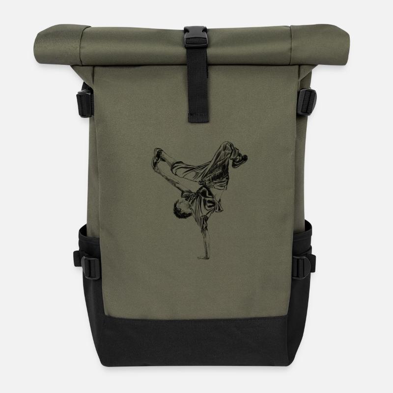 hip hop - Sac à dos roll top - olive/noir