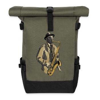 saxophon - Rolltop Rucksack - Olive/Schwarz - Vorne