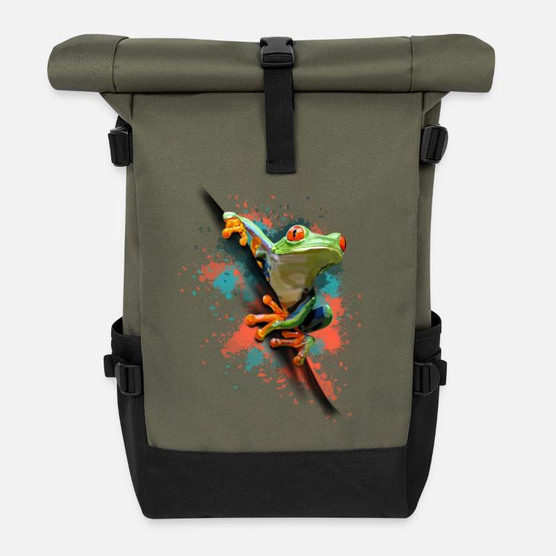 grenouille - Sac à dos roll top - olive/noir