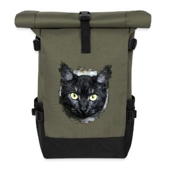 black cat black cat - Roll Top Backpack - olive/black - Front