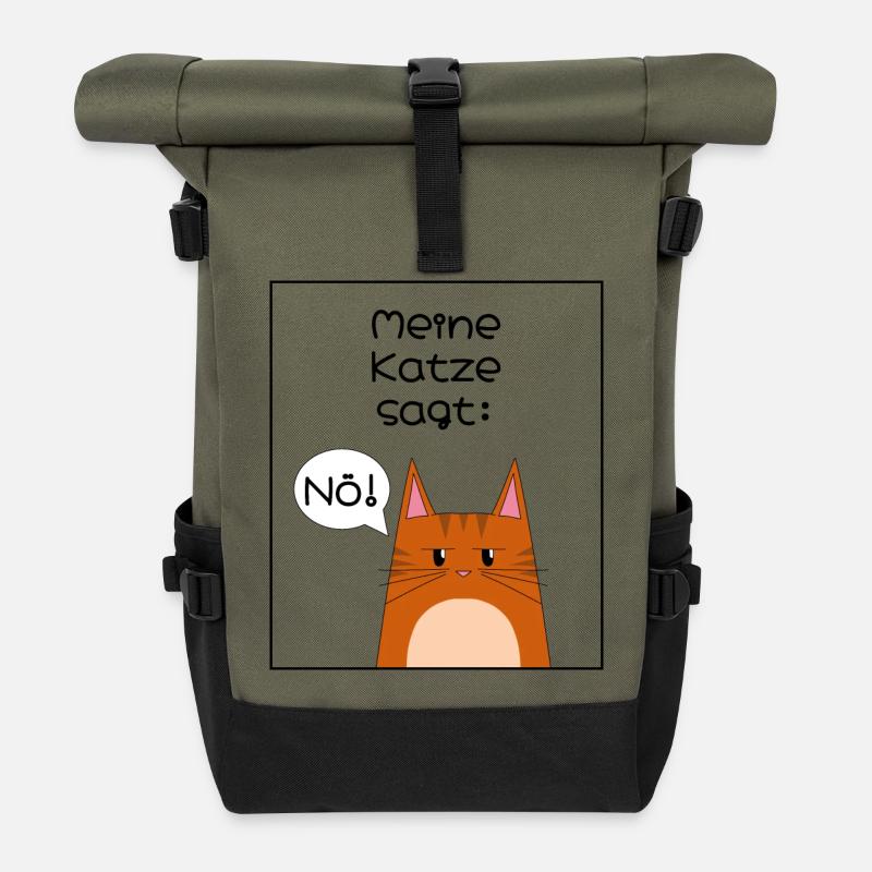 Meine Katze sagt: Nö! - Rolltop Rucksack - Olive/Schwarz