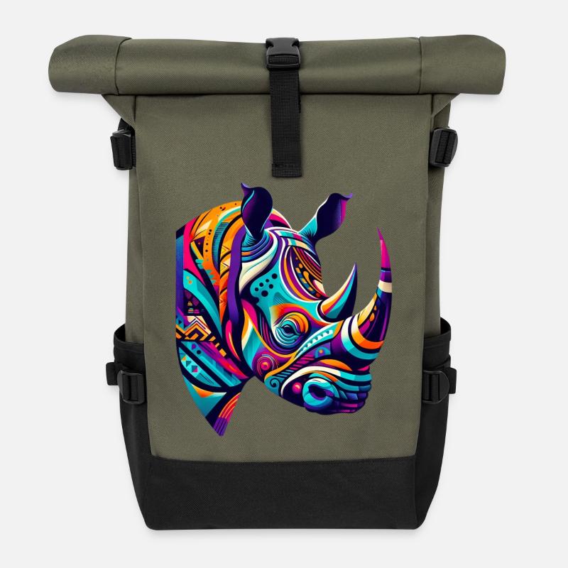 Rhinocéros - Sac à dos roll top - olive/noir