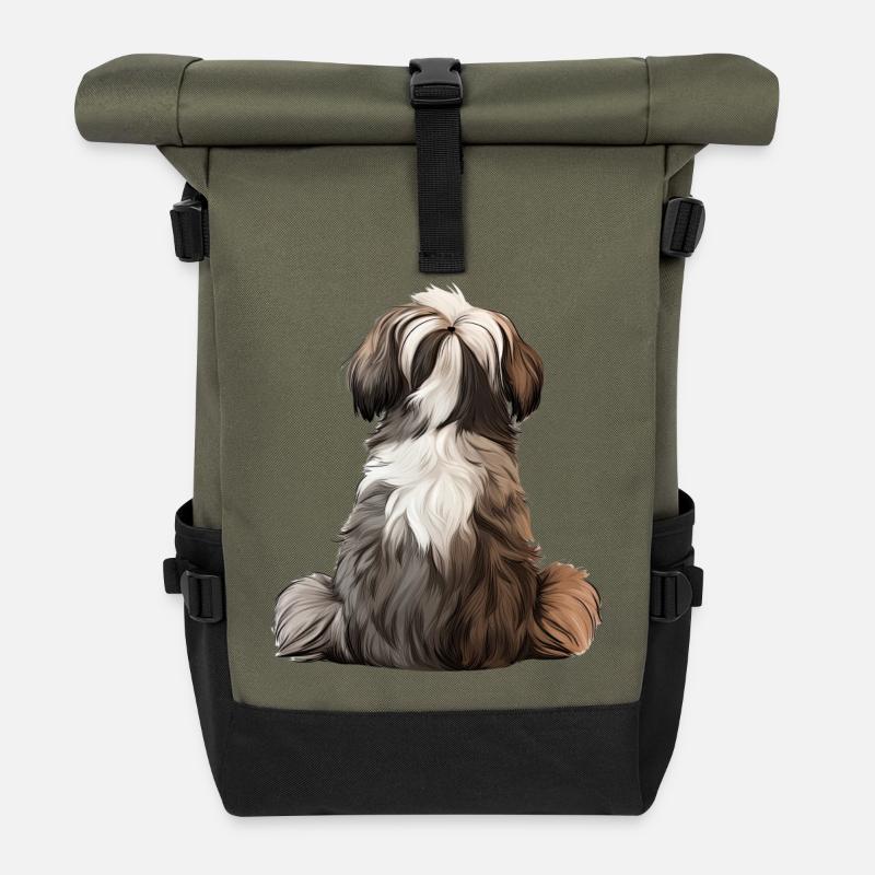Shih Tzu - Rolltop Rucksack - Olive/Schwarz