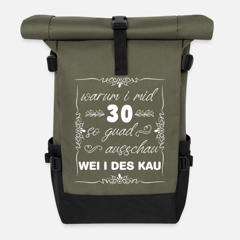 why i mid 30 so guad look out wei i des kau - Roll Top Backpack - olive/black