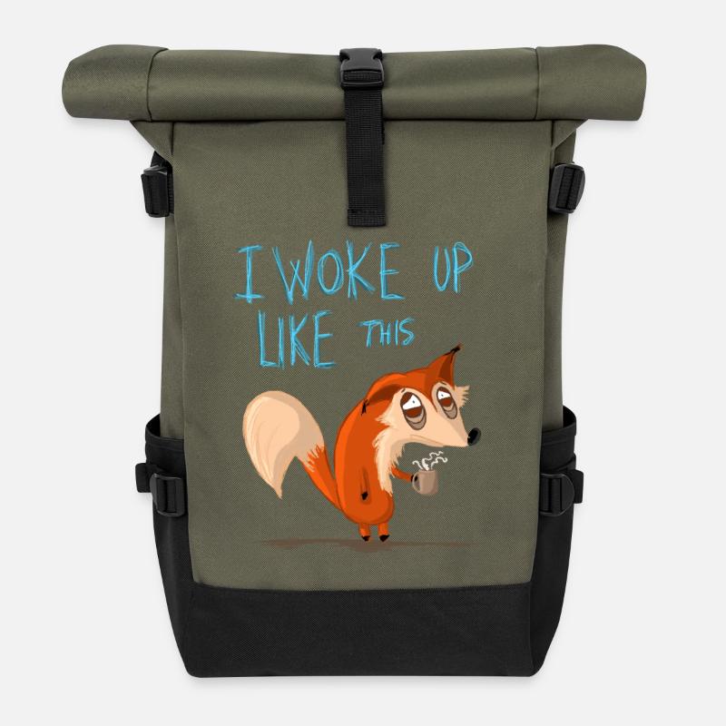 I WokeupLikeThis - Roll Top Backpack - olive/black