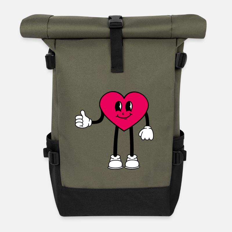 Herz - Rolltop Rucksack - Olive/Schwarz