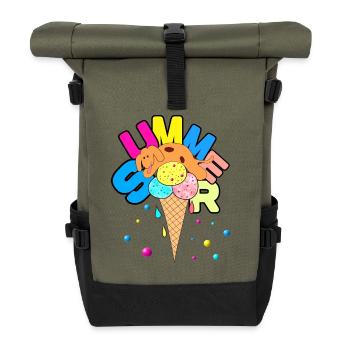 chien joueur avec dessert Illustration - Sac à dos roll top - olive/noir - Devant