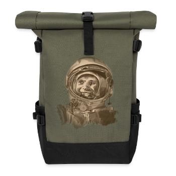 Kosmonaut Portrait with Smiling Visor - Rolltop Rucksack - Olive/Schwarz - Vorne