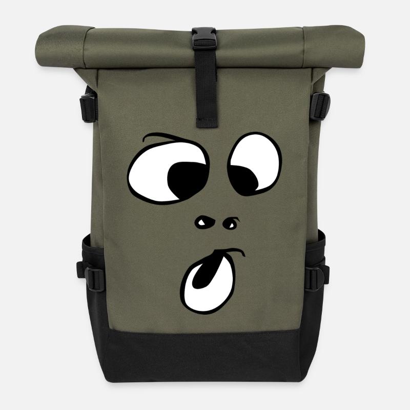 ohh! Gesicht Geist Gespenst Halloween Comic  - Rolltop Rucksack - Olive/Schwarz