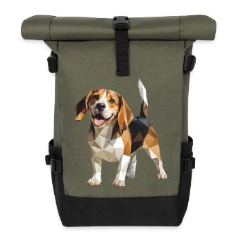 Beagle - Cool Low Poly Logo - Roll Top Backpack - olive/black - Front