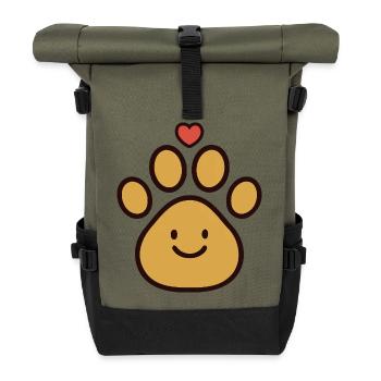 Paw Heart Joy - Roll Top Backpack - olive/black - Front