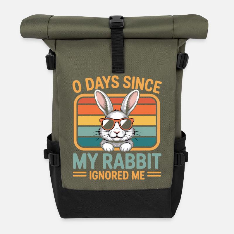 0 jours depuis que mon lapin m’a ignoré Lapin - Sac à dos roll top - olive/noir