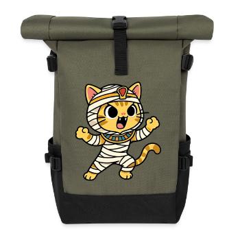 Katzenmumien-Verband-Abenteuer - Rolltop Rucksack - Olive/Schwarz - Vorne