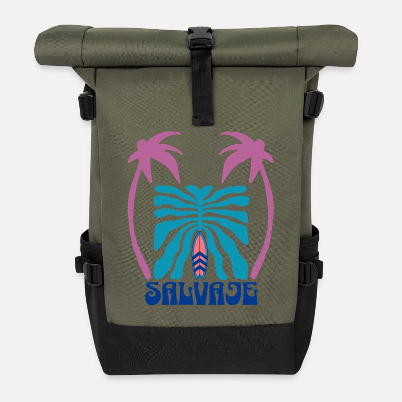 Salvage Surf Palm Ribcage - Roll Top Backpack - olive/black